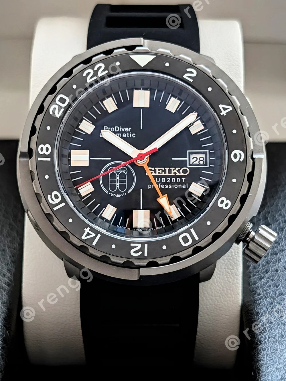 47mm Titanium GMT Tuna Seiko ProDiver Automatic Black Men's Mod Watch Sapphire